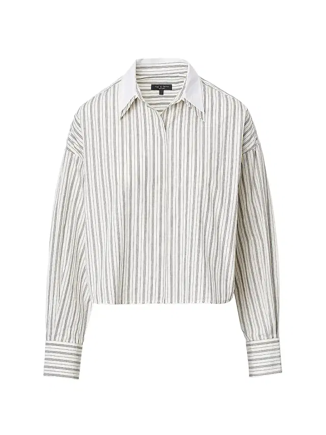 rag & bone Women's Marin Stripe Layered Cotton Shirt - Cream Stripe