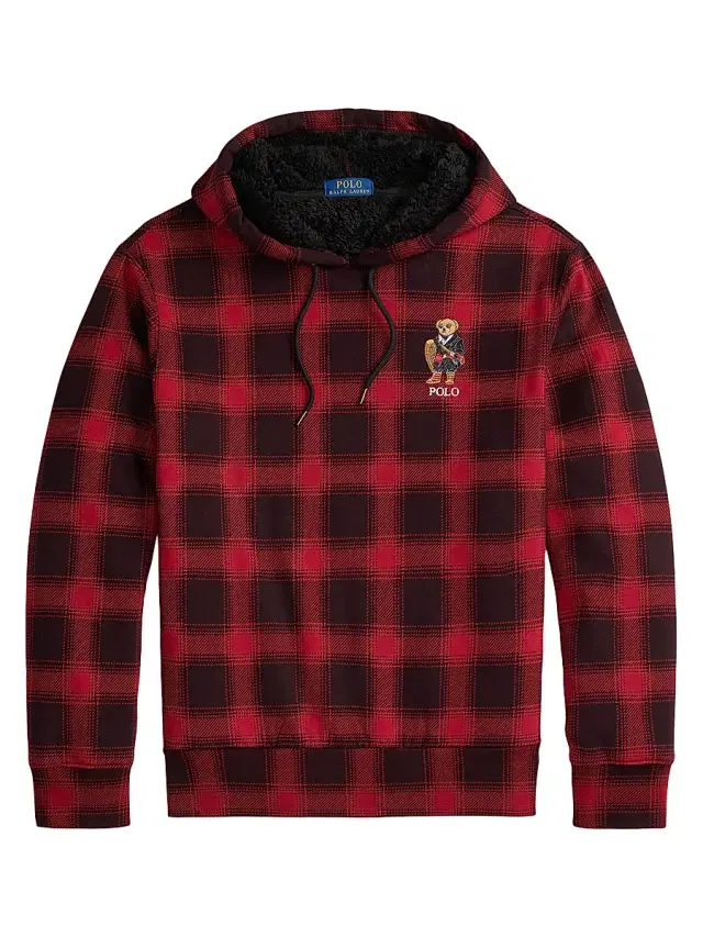 Polo Ralph Lauren Men's Plaid Faux-Fur-Lined Cotton Hoodie - Lodge Holiday Bear