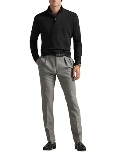 Polo Ralph Lauren Men's Textured Cotton-Blend Quarter-Zip Sweater - Polo Black Heather Black Boot - Size XXL | Thumbnail 2