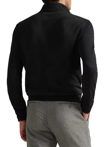 Polo Ralph Lauren Men's Textured Cotton-Blend Quarter-Zip Sweater - Polo Black Heather Black Boot - Size XXL | Thumbnail 4
