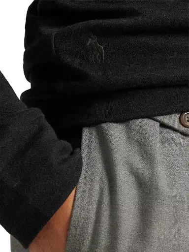 Polo Ralph Lauren Men's Textured Cotton-Blend Quarter-Zip Sweater - Polo Black Heather Black Boot - Size XXL | Thumbnail 5
