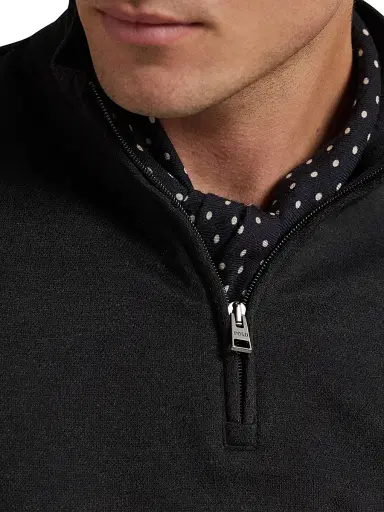 Polo Ralph Lauren Men's Textured Cotton-Blend Quarter-Zip Sweater - Polo Black Heather Black Boot - Size XXL | Thumbnail 6