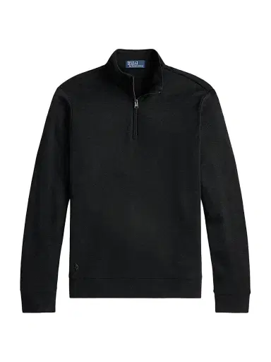 Polo Ralph Lauren Men's Textured Cotton-Blend Quarter-Zip Sweater - Polo Black Heather Black Boot - Size XXL | Thumbnail 1