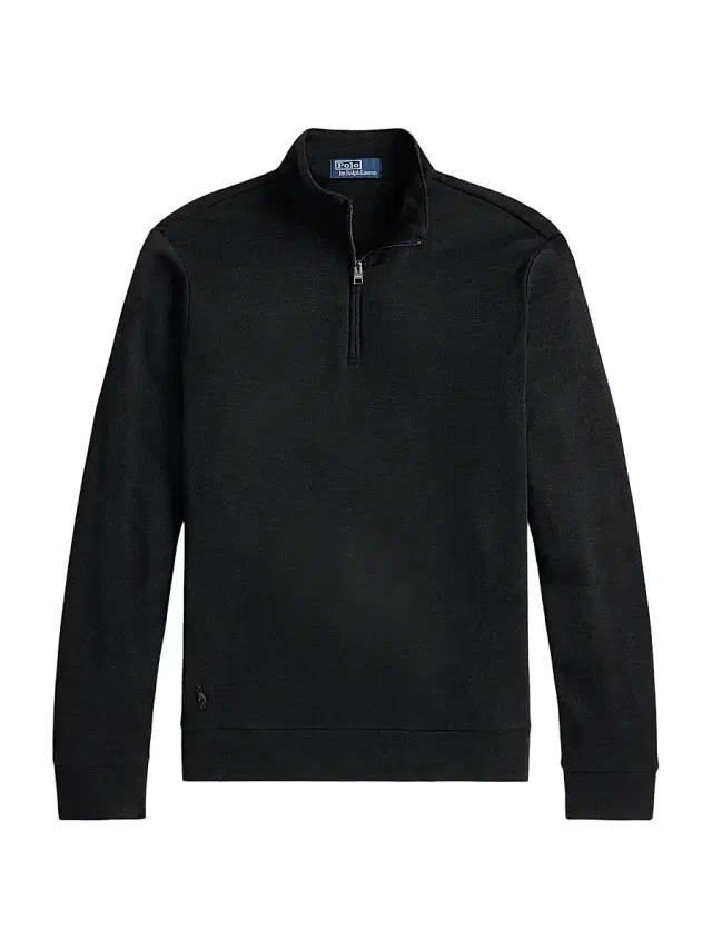 Polo Ralph Lauren Men's Textured Cotton-Blend Quarter-Zip Sweater - Polo Black Heather Black Boot