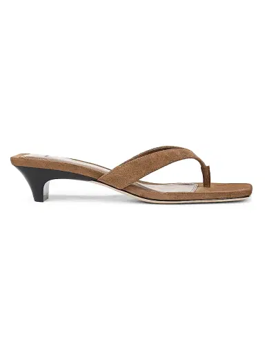 Vince Women's San Juan Suede Kitten Heel Thong Sandals - Elmwood | Thumbnail 1