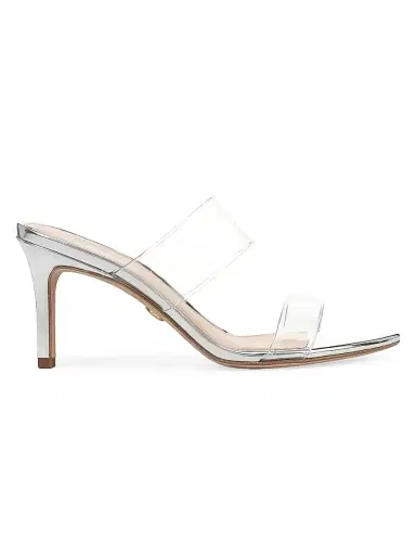 Veronica Beard Women's Asha 75MM Transparent Stiletto Sandals - Silver - Size 11 | Thumbnail 1 Veronica Beard Women's Asha 75MM Transparent Stiletto Sandals - Silver - Size 11 | Thumbnail 1