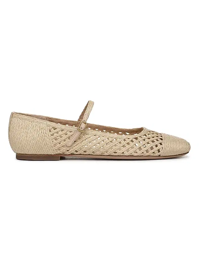 Women's Ellie Faux Raffia Weave Mary Janes - Natural