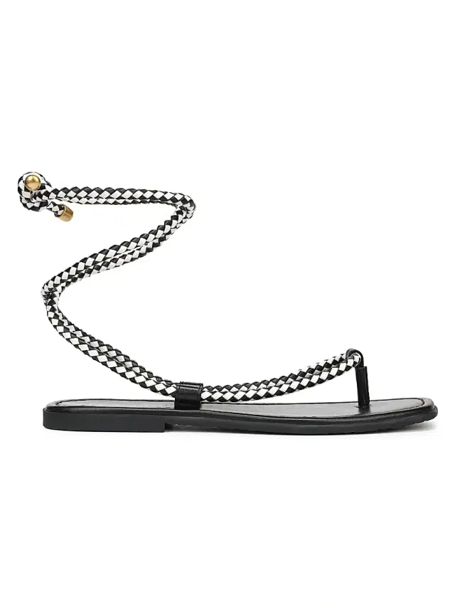 Women's Carmina Woven Cord Ankle-Wrap Sandals - Black Coconut