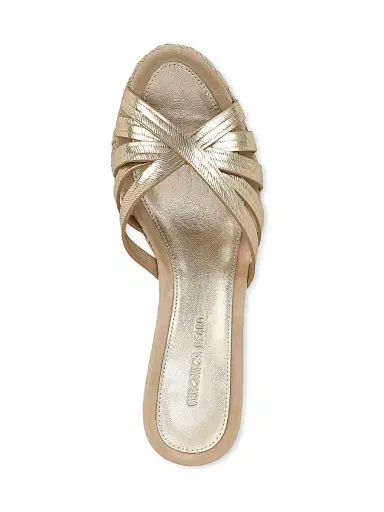Veronica Beard Women's Phylina 90MM Leather Espadrille Wedge Mules - Gold - Size 12 | Thumbnail 4