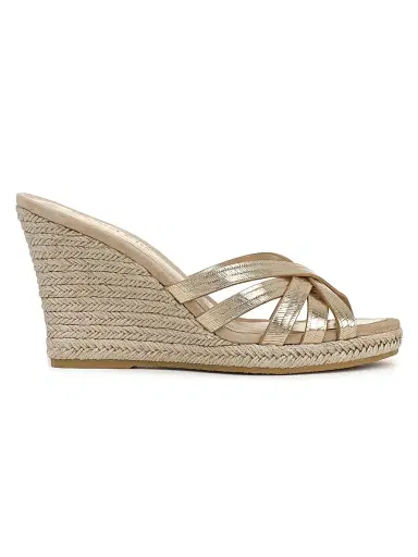 Veronica Beard Women's Phylina 90MM Leather Espadrille Wedge Mules - Gold - Size 12 | Thumbnail 1