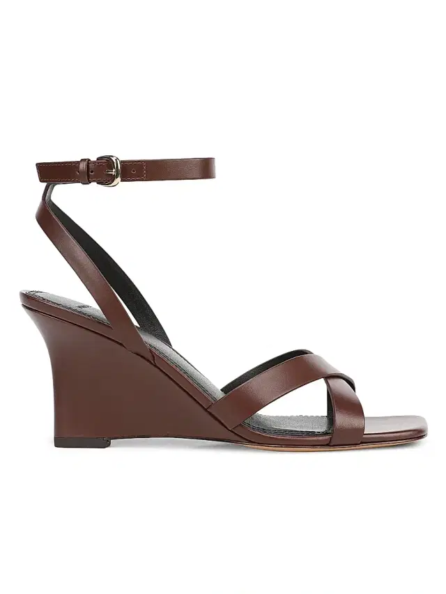 Vince Women's Parma 75MM Crisscross Leather Wedge Sandals - Molton Brown