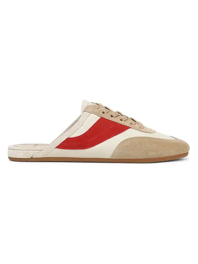 Vince Women's Solstice Striped Suede Sneaker Mules - Moonlight Rouge