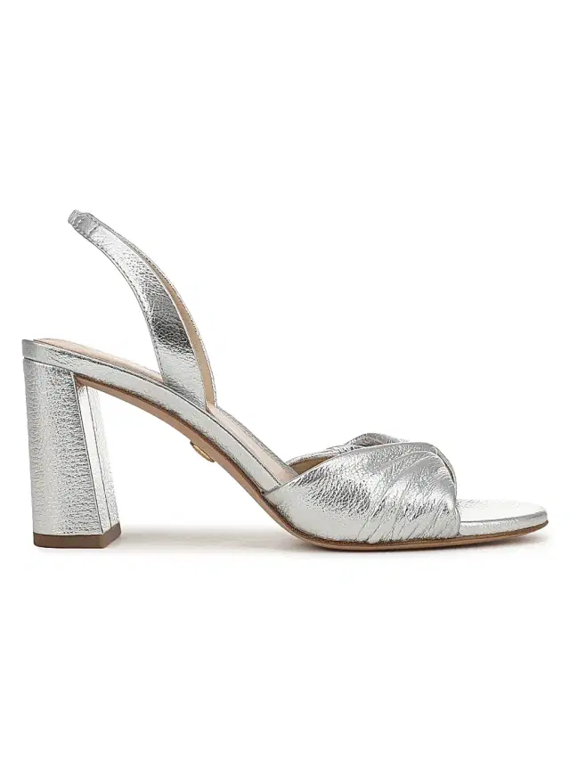 Veronica Beard Women's Tullia 75MM Block-HeelLeather Slingback Sandals - Silver