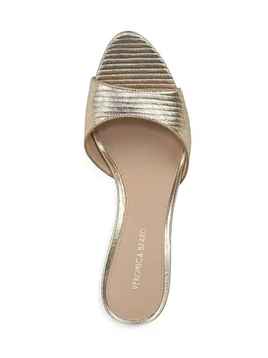 Veronica Beard Women's Tia 65MM Leather Sandals - Gold - Size 10 | Thumbnail 4