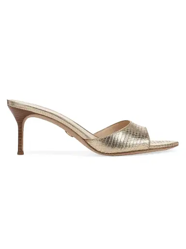 Veronica Beard Women's Tia 65MM Leather Sandals - Gold - Size 10 | Thumbnail 1