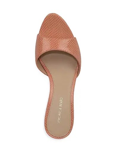 Veronica Beard Women's Tia 65MM Snakeskin-Embossed Leather Sandals - Light Clay - Size 9.5 | Thumbnail 4