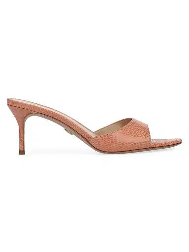 Veronica Beard Women's Tia 65MM Snakeskin-Embossed Leather Sandals - Light Clay - Size 9.5 | Thumbnail 1