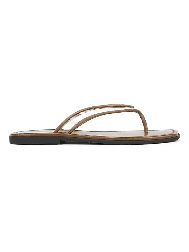 Veronica Beard Women's Clea Leather Flat Sandals - Clear Chestnut