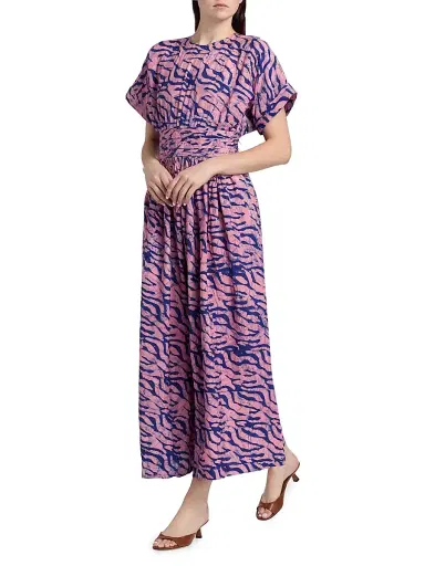 Elisamama Women's Ayoku Abstract Print Ruched A-Line Maxi Dress | Thumbnail 2 Elisamama Women's Ayoku Abstract Print Ruched A-Line Maxi Dress | Thumbnail 2