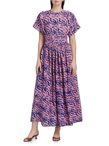 Elisamama Women's Ayoku Abstract Print Ruched A-Line Maxi Dress | Thumbnail 3 Elisamama Women's Ayoku Abstract Print Ruched A-Line Maxi Dress | Thumbnail 3