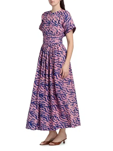 Elisamama Women's Ayoku Abstract Print Ruched A-Line Maxi Dress | Thumbnail 4 Elisamama Women's Ayoku Abstract Print Ruched A-Line Maxi Dress | Thumbnail 4