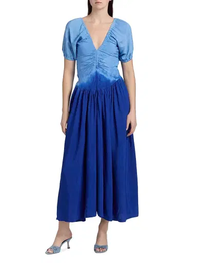 Elisamama Women's Bori Ruched Ombré Cotton Maxi Dress | Thumbnail 3