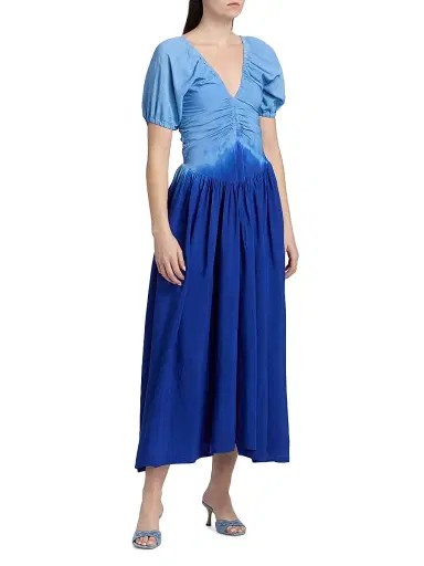Elisamama Women's Bori Ruched Ombré Cotton Maxi Dress | Thumbnail 4