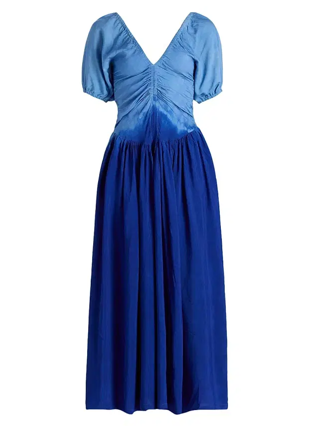 Elisamama Women's Bori Ruched Ombré Cotton Maxi Dress - Blue
