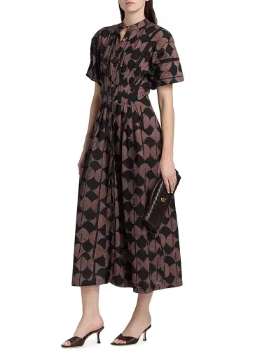 Elisamama Women's Buga Geometric Print Cotton A-Line Midi-Dress | Thumbnail 2 Elisamama Women's Buga Geometric Print Cotton A-Line Midi-Dress | Thumbnail 2