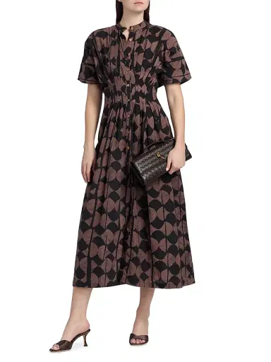 Elisamama Women's Buga Geometric Print Cotton A-Line Midi-Dress | Thumbnail 3 Elisamama Women's Buga Geometric Print Cotton A-Line Midi-Dress | Thumbnail 3