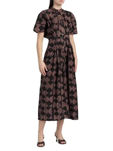 Elisamama Women's Buga Geometric Print Cotton A-Line Midi-Dress | Thumbnail 4 Elisamama Women's Buga Geometric Print Cotton A-Line Midi-Dress | Thumbnail 4