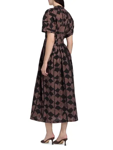 Elisamama Women's Buga Geometric Print Cotton A-Line Midi-Dress | Thumbnail 5 Elisamama Women's Buga Geometric Print Cotton A-Line Midi-Dress | Thumbnail 5