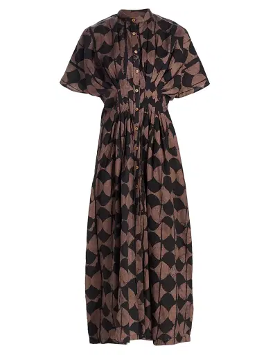 Elisamama Women's Buga Geometric Print Cotton A-Line Midi-Dress | Thumbnail 1 Elisamama Women's Buga Geometric Print Cotton A-Line Midi-Dress | Thumbnail 1