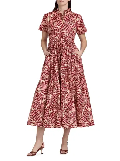 Elisamama Women's Olori Printed Cotton A-Line Midi-Dress | Thumbnail 2