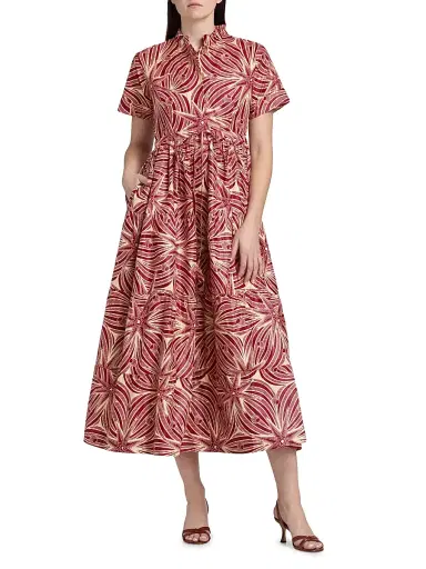 Elisamama Women's Olori Printed Cotton A-Line Midi-Dress | Thumbnail 3