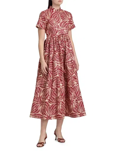 Elisamama Women's Olori Printed Cotton A-Line Midi-Dress | Thumbnail 4