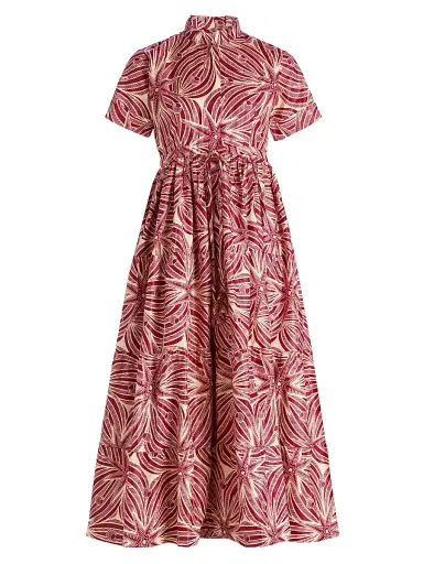 Elisamama Women's Olori Printed Cotton A-Line Midi-Dress | Thumbnail 1