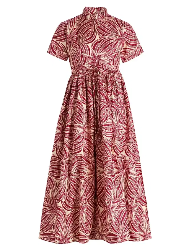 Elisamama Women's Olori Printed Cotton A-Line Midi-Dress - Red Cream