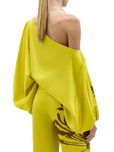 Silvia Tcherassi Women's Bellagio Floral Silk Draped Blouse - Yellow Dandelion | Thumbnail 3
