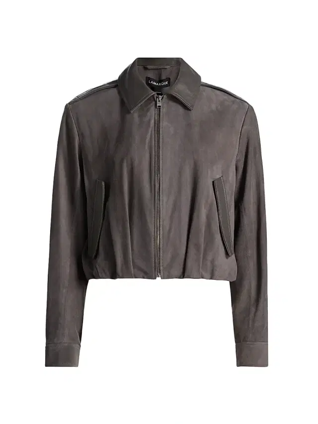Lamarque Women's Robbie Suede Bomber Jacket - Steel Grey