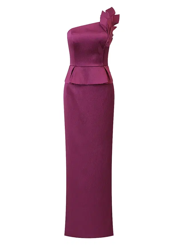 Kay Unger Women's Kiara Satin One-Shoulder Gown - Mulberry