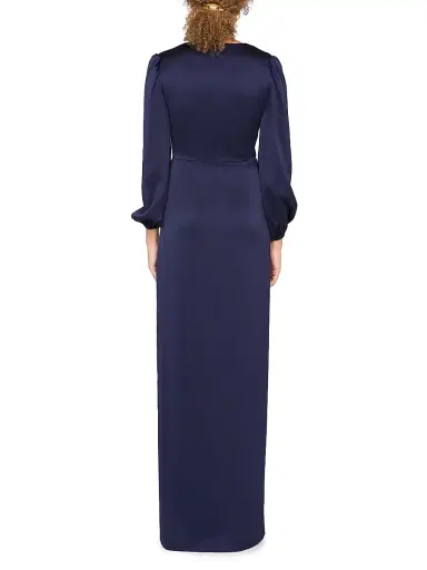 Kay Unger Women's Nia Draped Hammered-Charmeuse Surplice Gown - Twilight | Thumbnail 5
