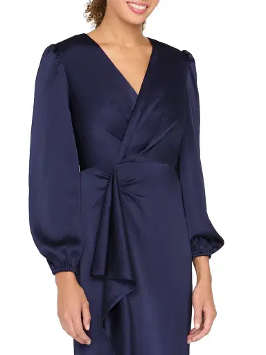 Kay Unger Women's Nia Draped Hammered-Charmeuse Surplice Gown - Twilight | Thumbnail 7