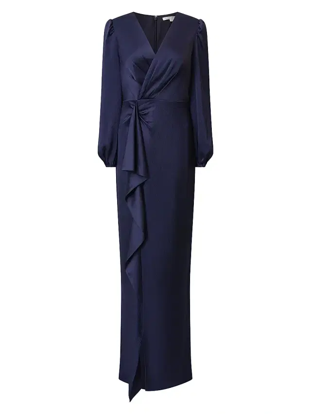 Kay Unger Women's Nia Draped Hammered-Charmeuse Surplice Gown - Twilight