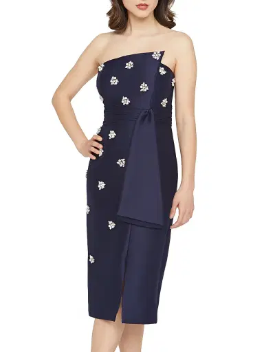 Kay Unger Women's Ria Floral-Embellished Sheath Cocktail Dress - Dark Sky | Thumbnail 2