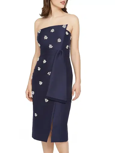 Kay Unger Women's Ria Floral-Embellished Sheath Cocktail Dress - Dark Sky | Thumbnail 3