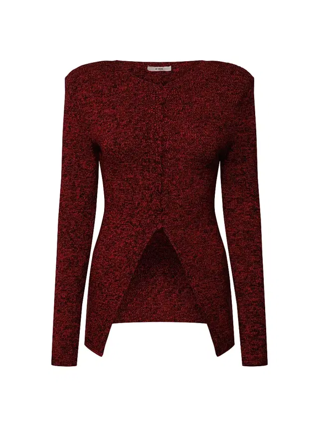 Et Ochs Women's Mischa Marled Knit Cardigan - Lipstick Red Black