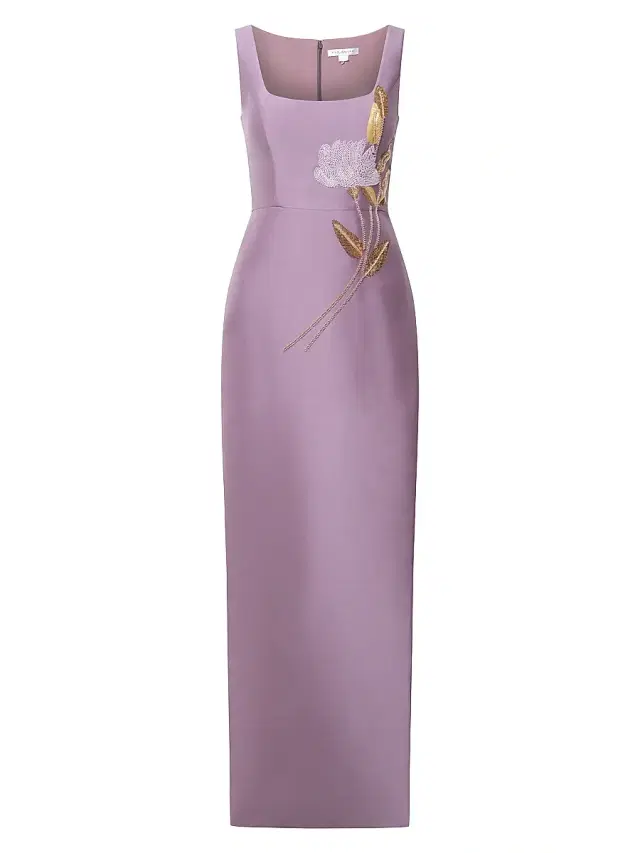 Kay Unger Women's Paloma Threaded Floral Column Gown - Heather