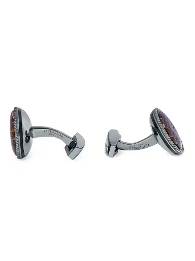 Tateossian Men's Ammonite & Sterling Silver Cufflinks - Black | Thumbnail 2 Tateossian Men's Ammonite & Sterling Silver Cufflinks - Black | Thumbnail 2