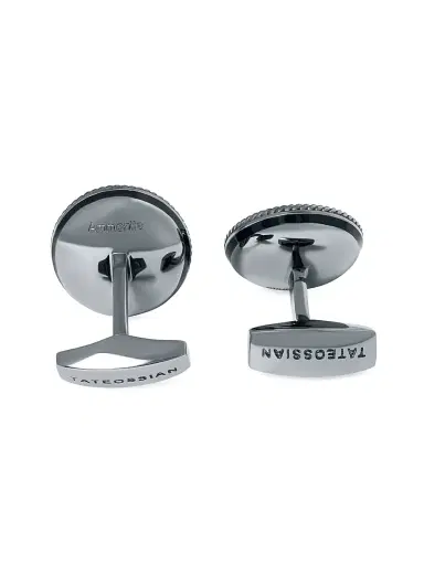 Tateossian Men's Ammonite & Sterling Silver Cufflinks - Black | Thumbnail 3 Tateossian Men's Ammonite & Sterling Silver Cufflinks - Black | Thumbnail 3